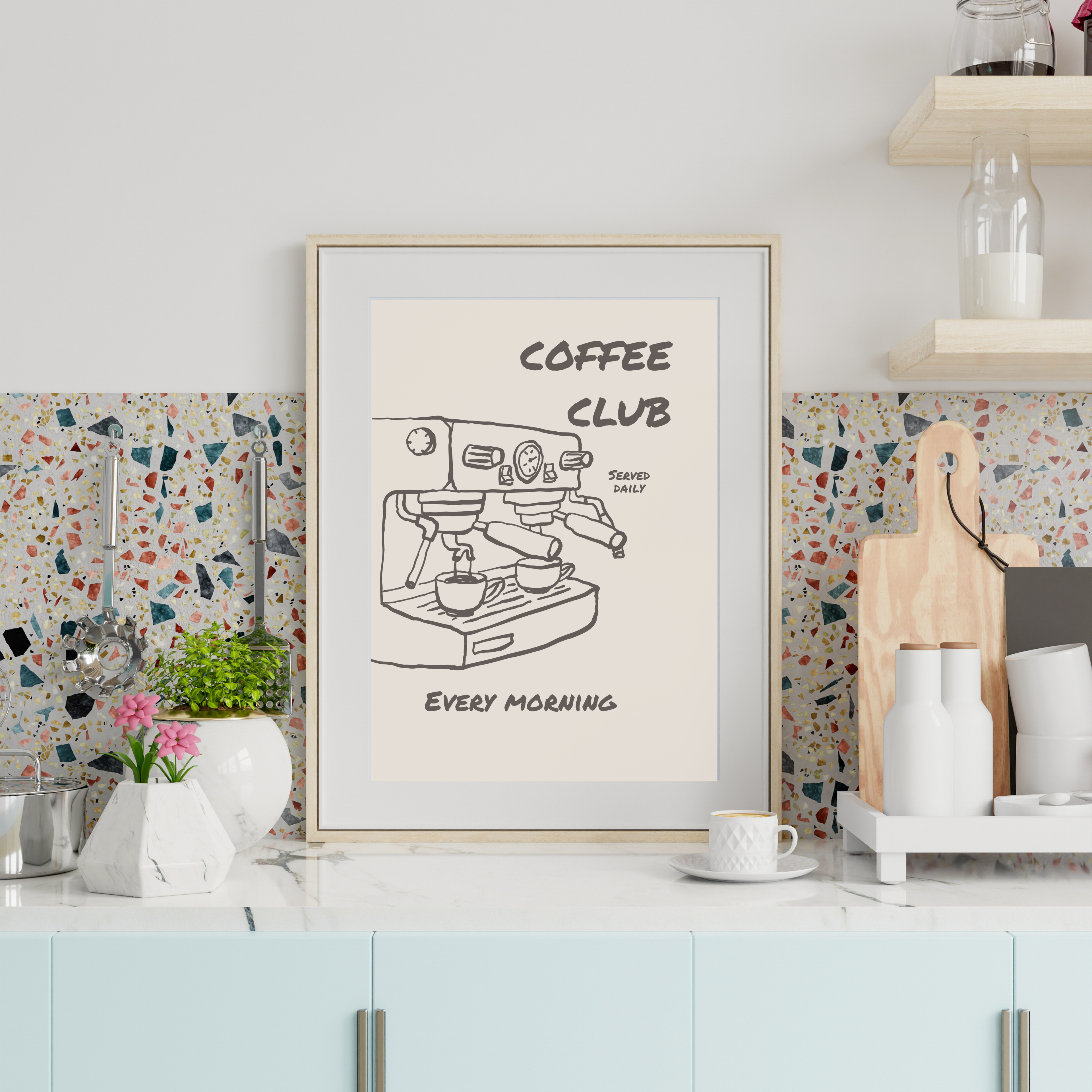 Coffee Club Wall Art Print | Cosy Kitchen Coffee Lover Décor