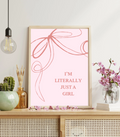 I’m Literally Just a Girl Wall Art Print | Bold Pink Quote Home Décor