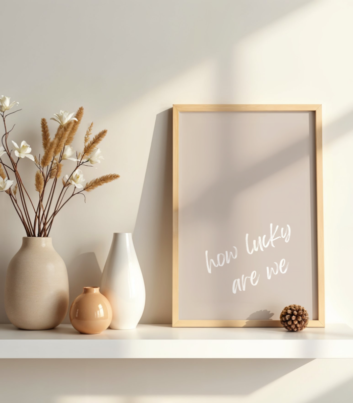 How Lucky Are We Wall Art Print | Minimal Quote Home Décor