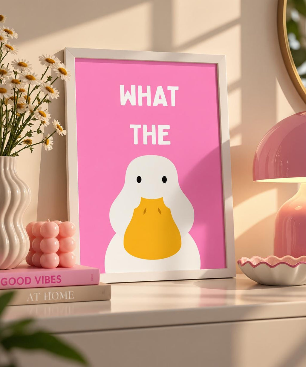 What The Duck Print Pink A4 Print