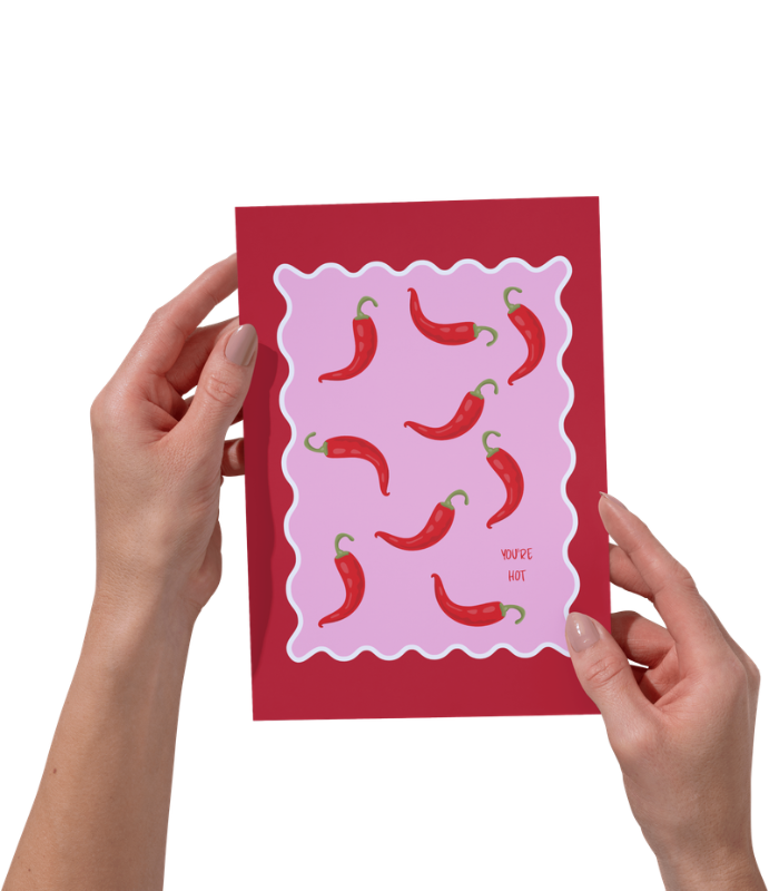 You’re Hot Chilli Wall Art Print | Pink & Red Kitchen Illustration