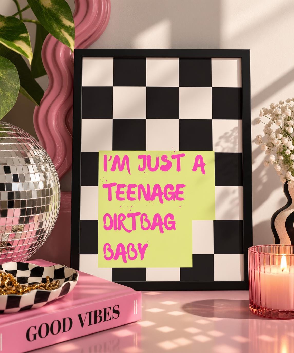 I'm Just a Teenage Dirtbag Baby Funny Checkerboard A4 Print