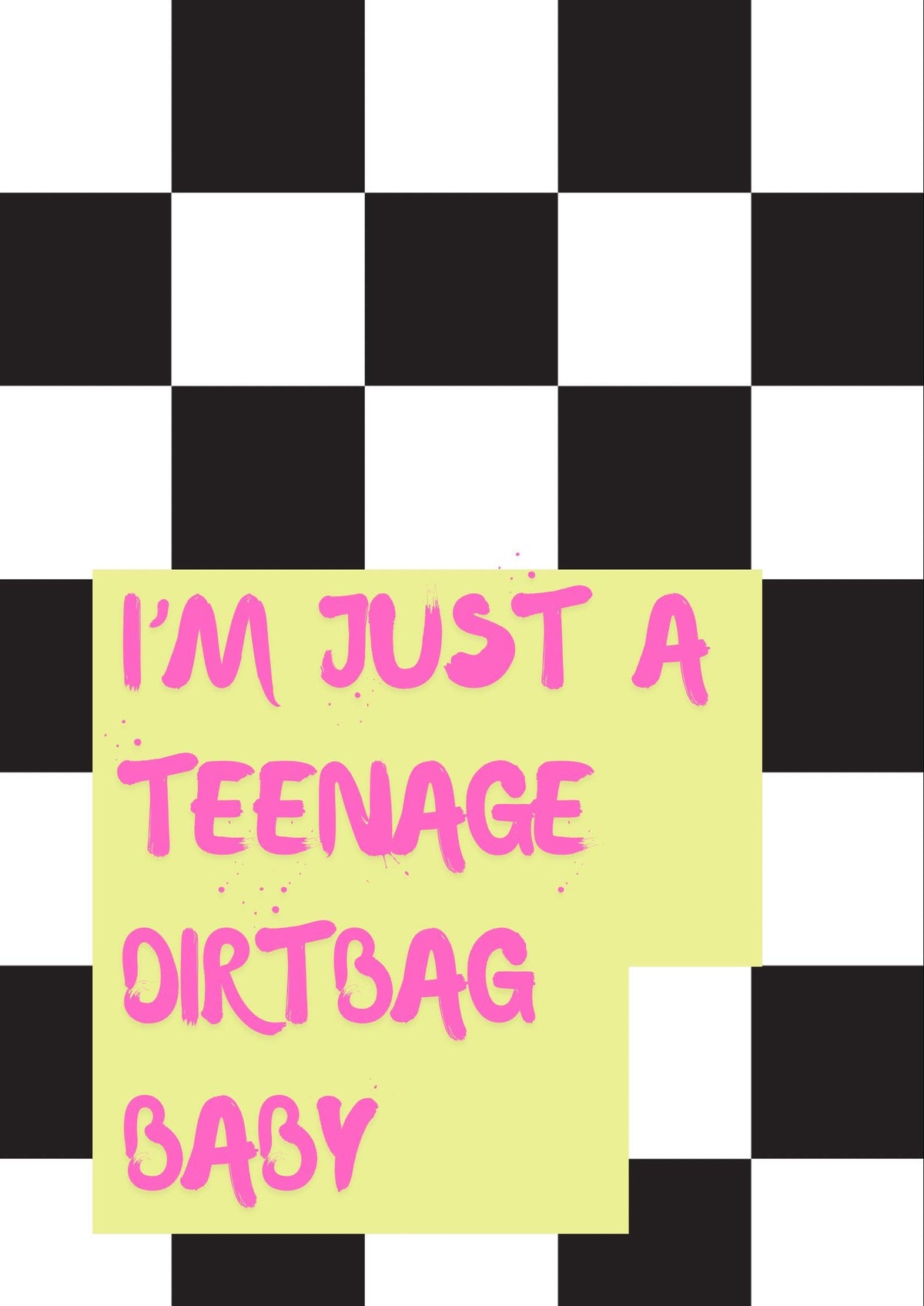 I'm Just a Teenage Dirtbag Baby Funny Checkerboard A4 Print