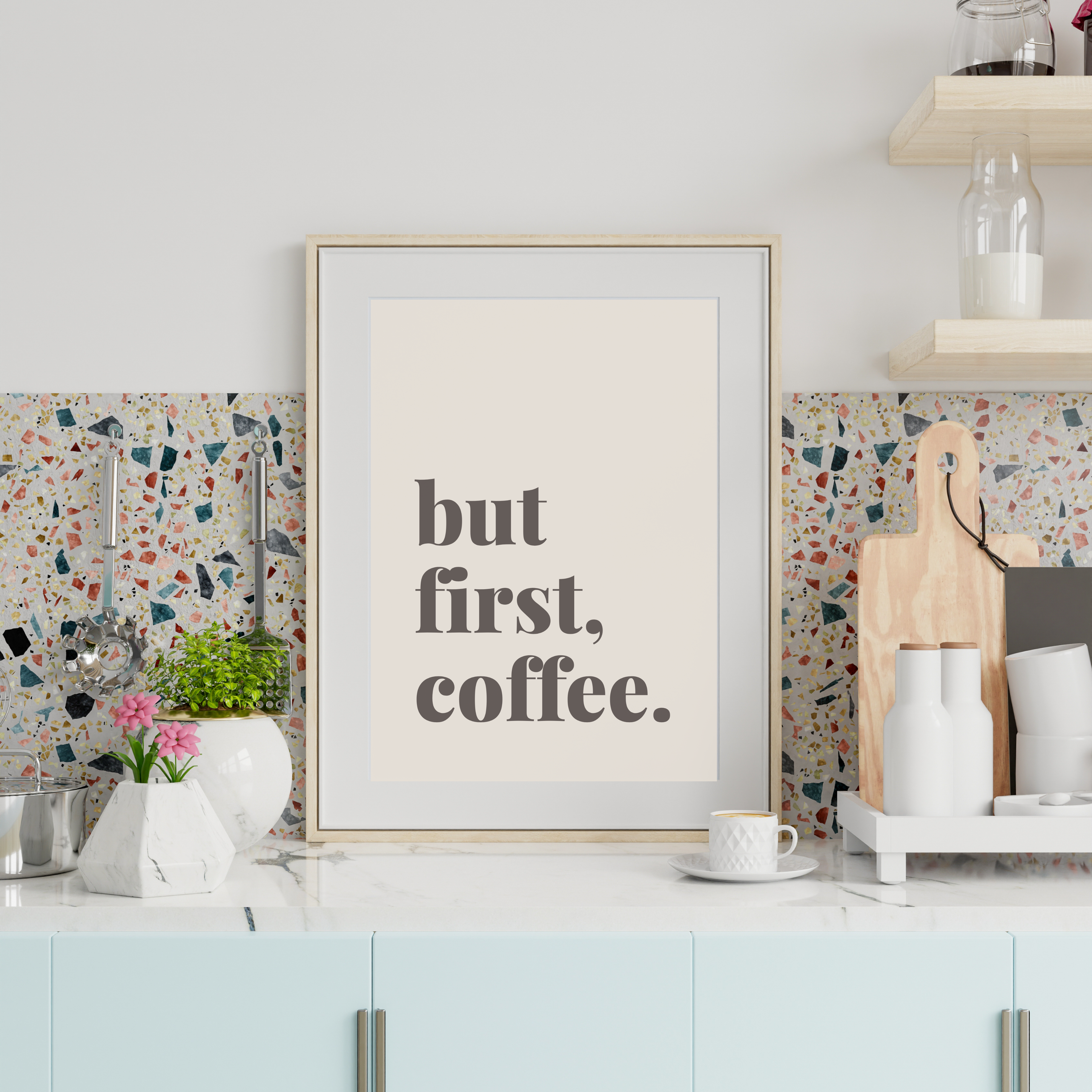 But First, Coffee Wall Art Print | Minimal Kitchen Home Décor