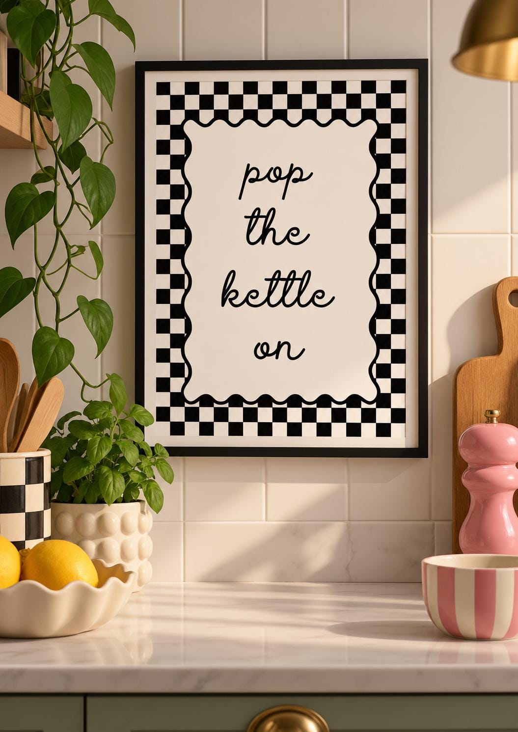 Pop the Kettle On Print Black and White A4 Print