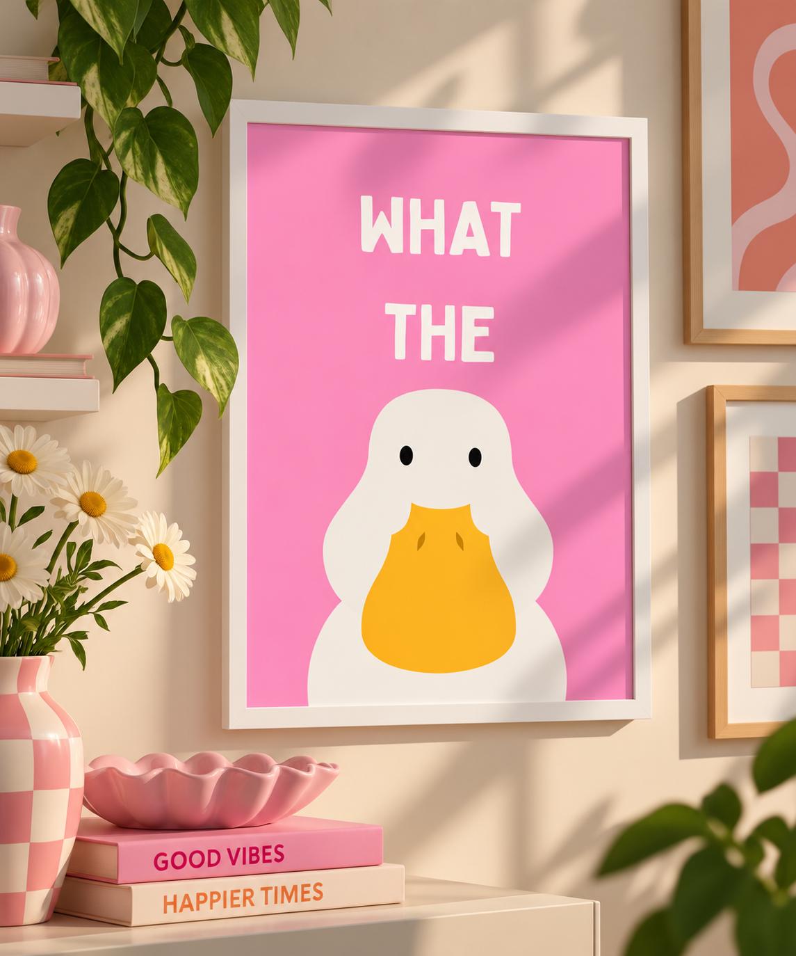 What The Duck Print Pink A4 Print