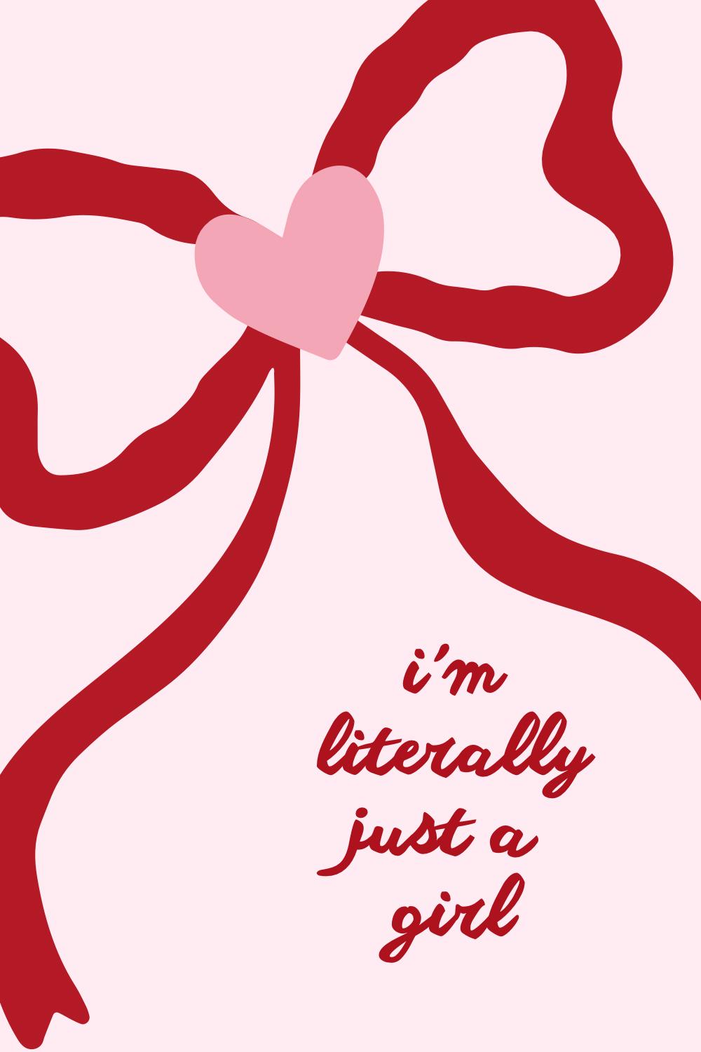 I'm Literally Just a Girl Print Red Bow A4 Print