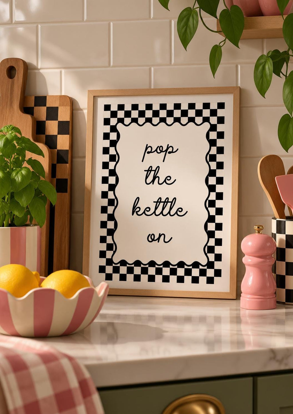 Pop the Kettle On Print Black and White A4 Print