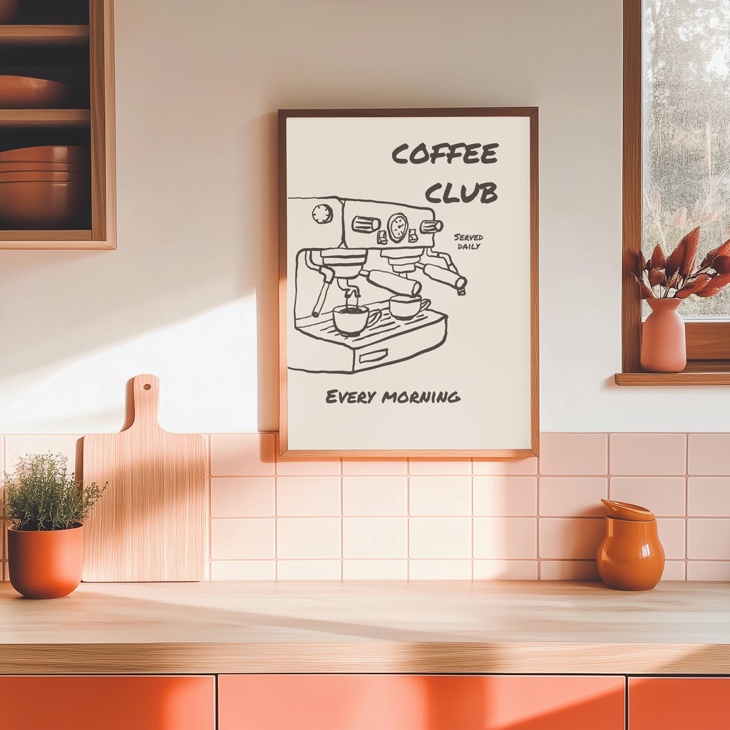 Coffee Club Wall Art Print | Cosy Kitchen Coffee Lover Décor