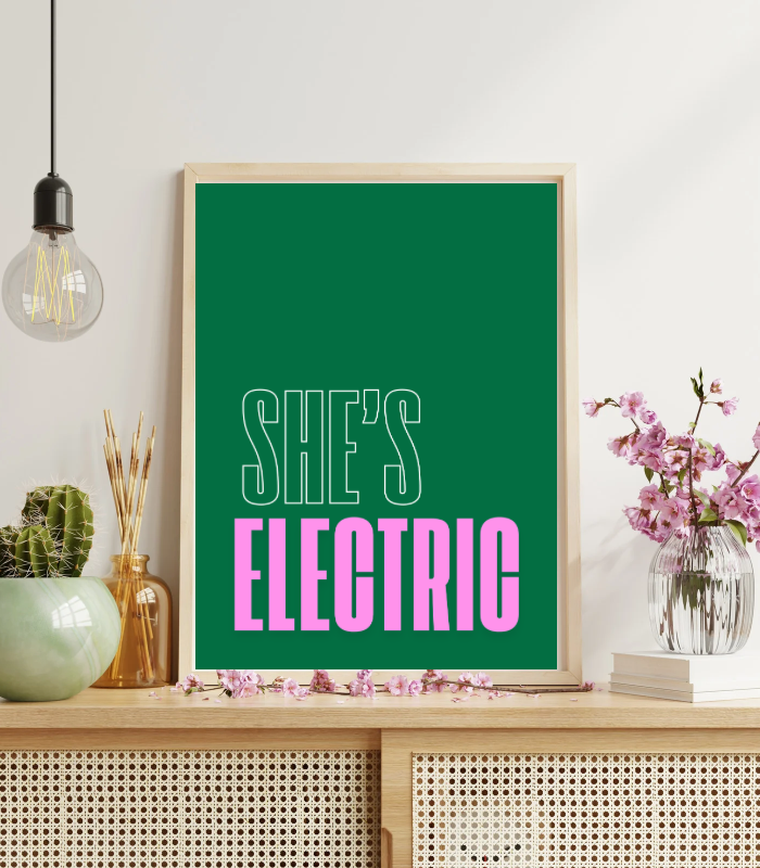She’s Electric Wall Art Print | Bold Quote Home Décor