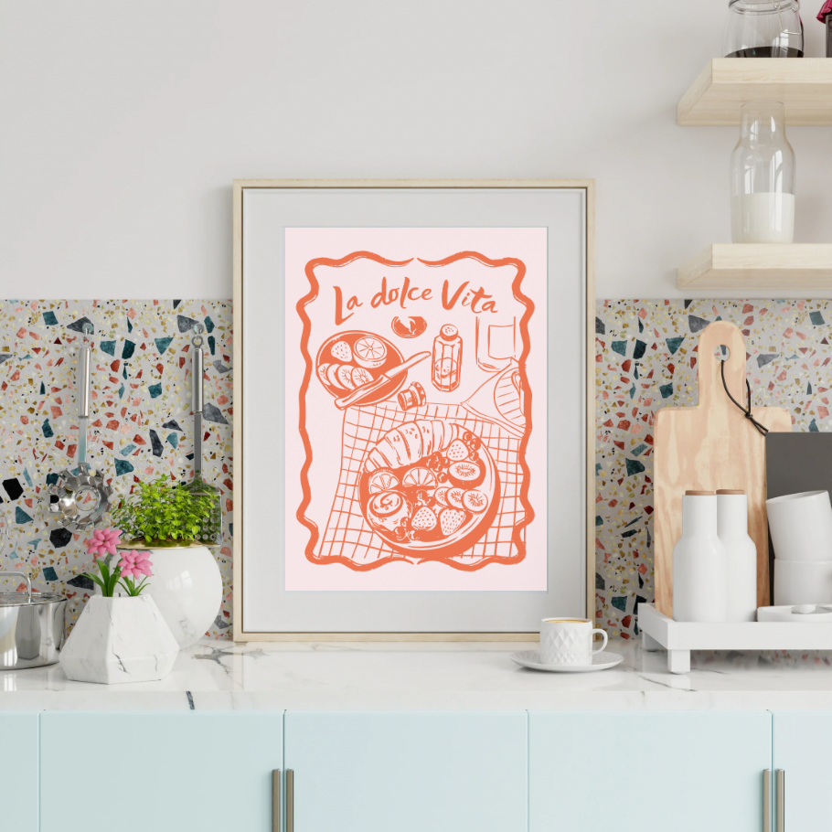 La Dolce Vita Kitchen Wall Art Print | Italian Food Illustration for Kitchen & Dining Room