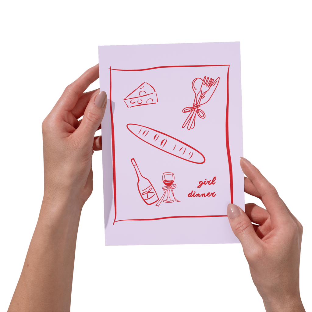 Girl Dinner Wall Art Print | Playful Kitchen Home Décor