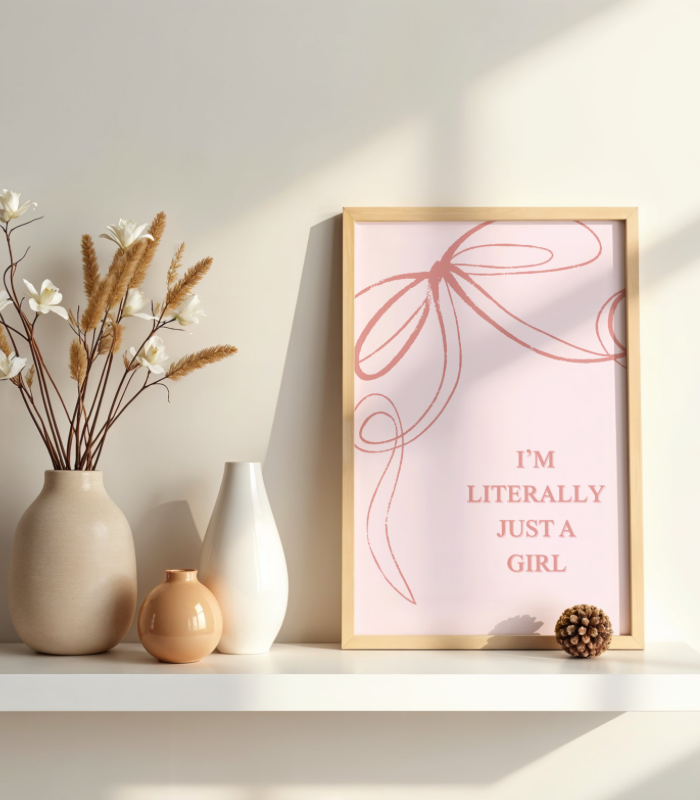 I’m Literally Just a Girl Wall Art Print | Bold Pink Quote Home Décor
