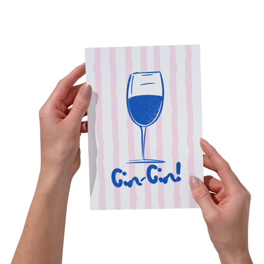 Cin Cin Kitchen Wall Art Print | Wine Illustration for Kitchen & Dining Room