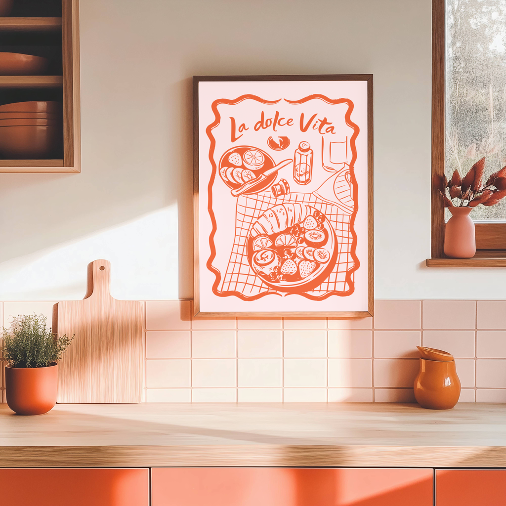La Dolce Vita Kitchen Wall Art Print | Italian Food Illustration for Kitchen & Dining Room
