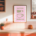 Matcha Morning Kitchen Wall Art Print | Matcha Tea Illustration for Kitchen & Coffee Bar