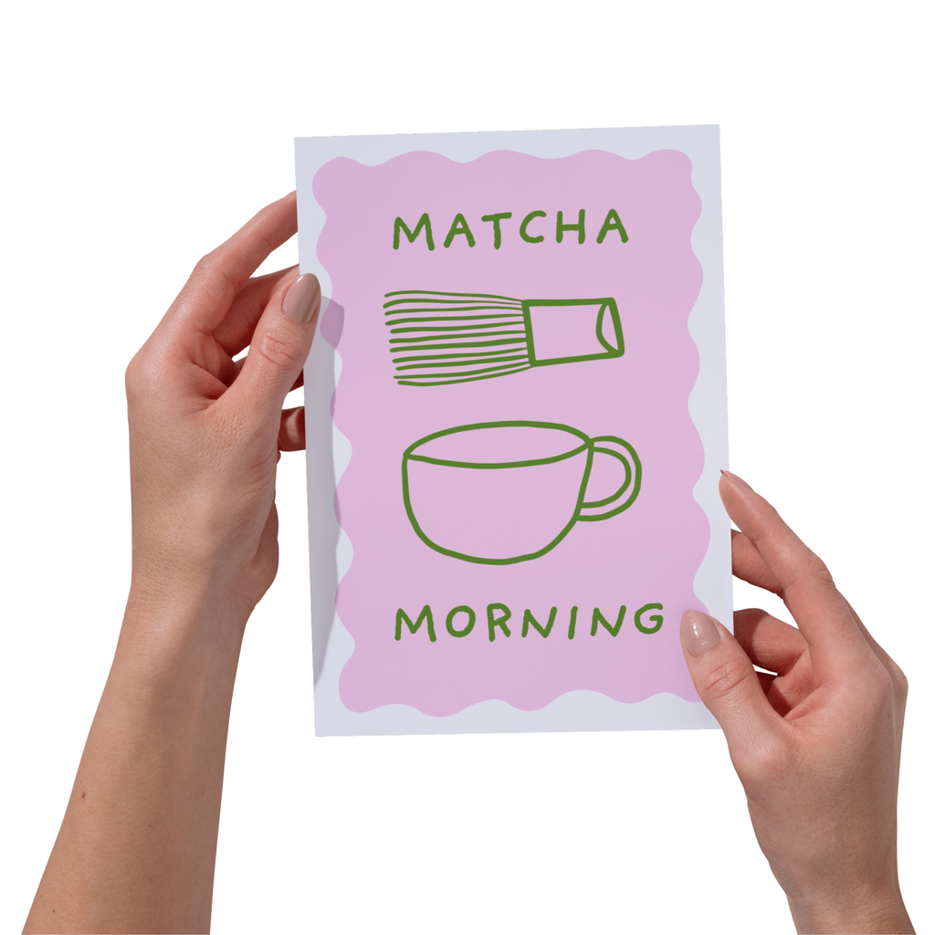 Matcha Morning Kitchen Wall Art Print | Matcha Tea Illustration for Kitchen & Coffee Bar