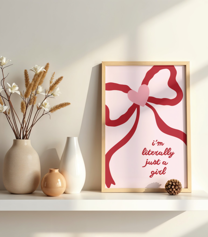 I’m Literally Just a Girl Wall Art Print | Modern Pink Quote Illustration
