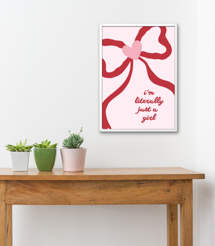 I’m Literally Just a Girl Wall Art Print | Modern Pink Quote Illustration