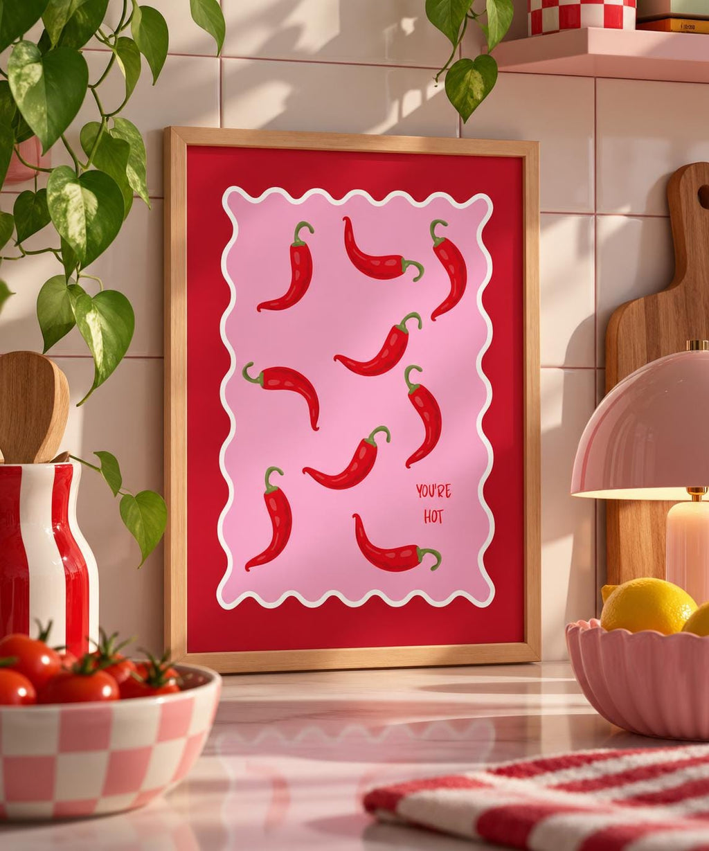 You're Hot Print Pink Chilli Pepper A4 Print