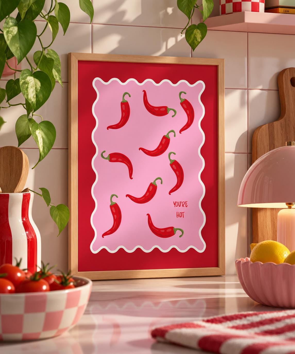 You're Hot Print Pink Chilli Pepper A4 Print