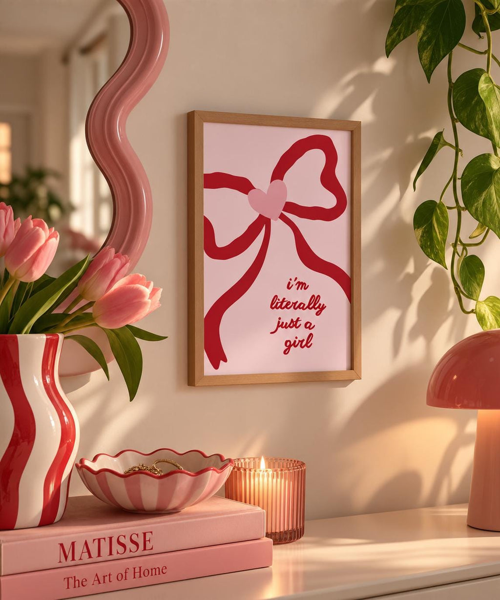 I'm Literally Just a Girl Print Red Bow A4 Print
